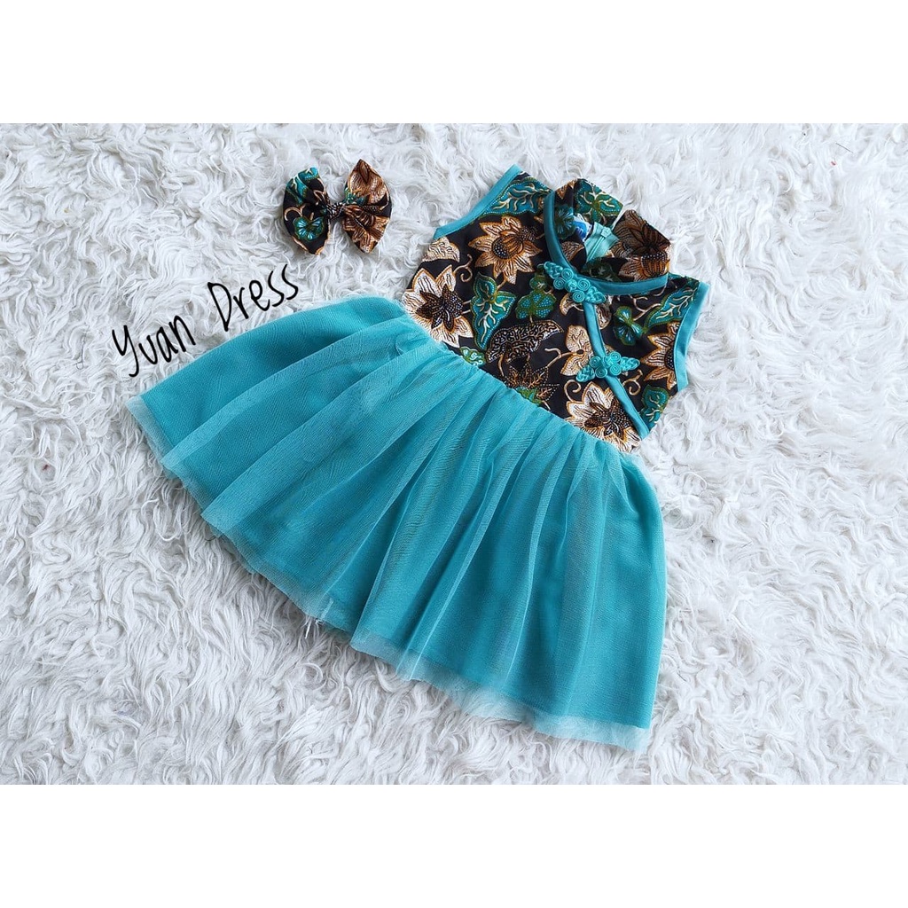 Dress Yuan/Dress Lucu Model Terbaru/Dress Kekinian/Dress Batik Warna Tosca