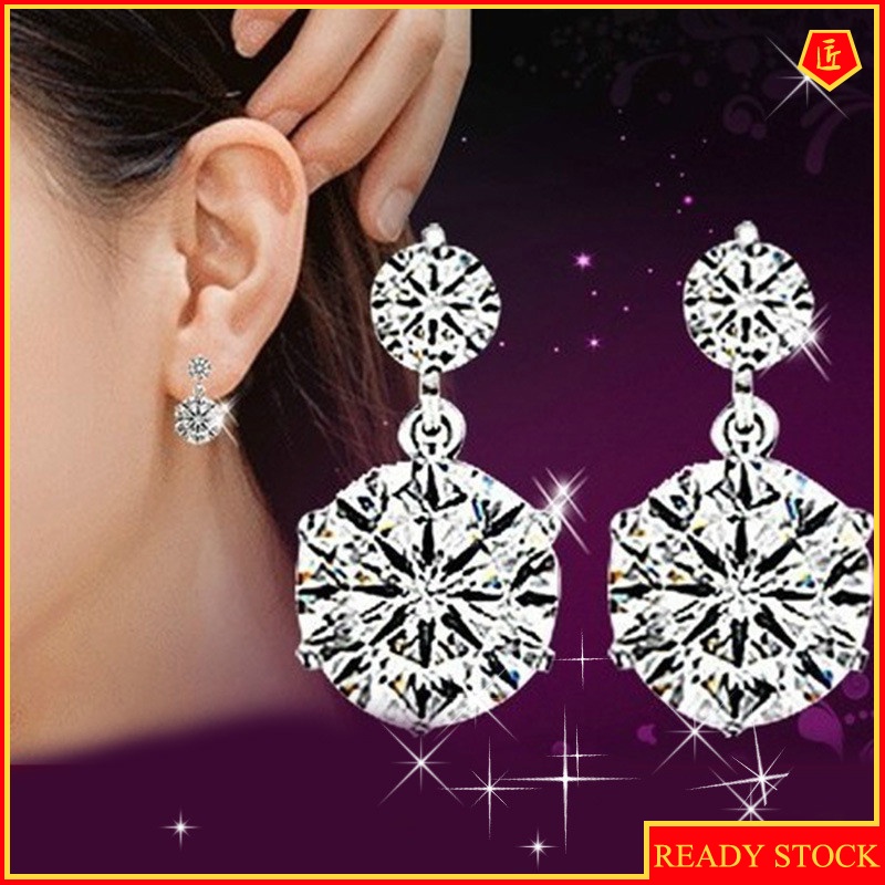 [Ready Stock]Cute Small Diamond Silver Stud Earrings