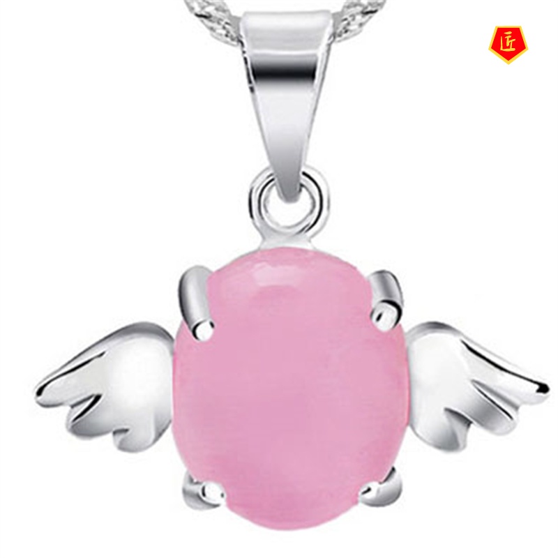 [Ready Stock]Angel Egg Opal Pendant Female Silver Necklace Korean Simple Stylish