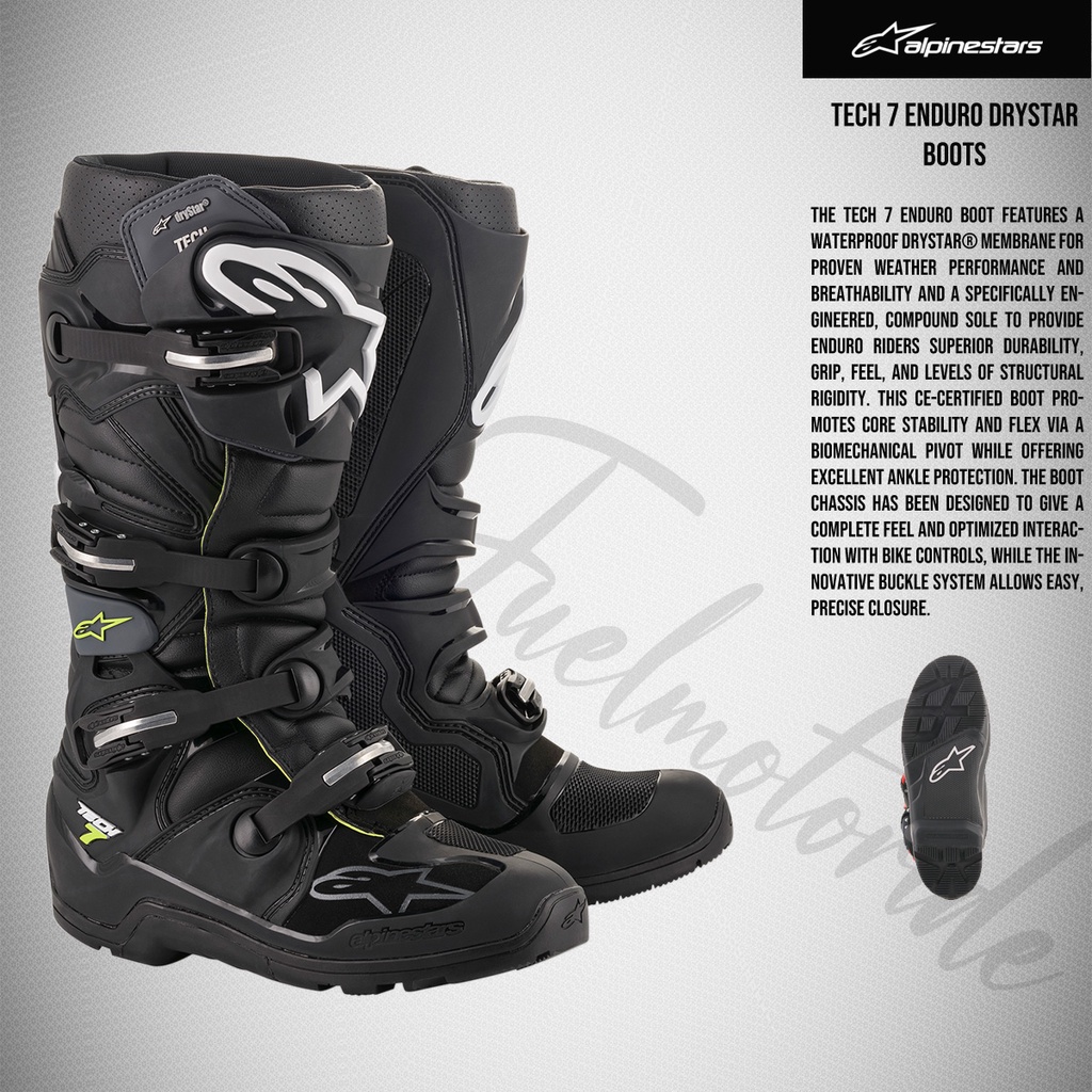 Sepatu Alpinestars Tech 7 Enduro Drystar 2021 Motocross Boots Black Grey