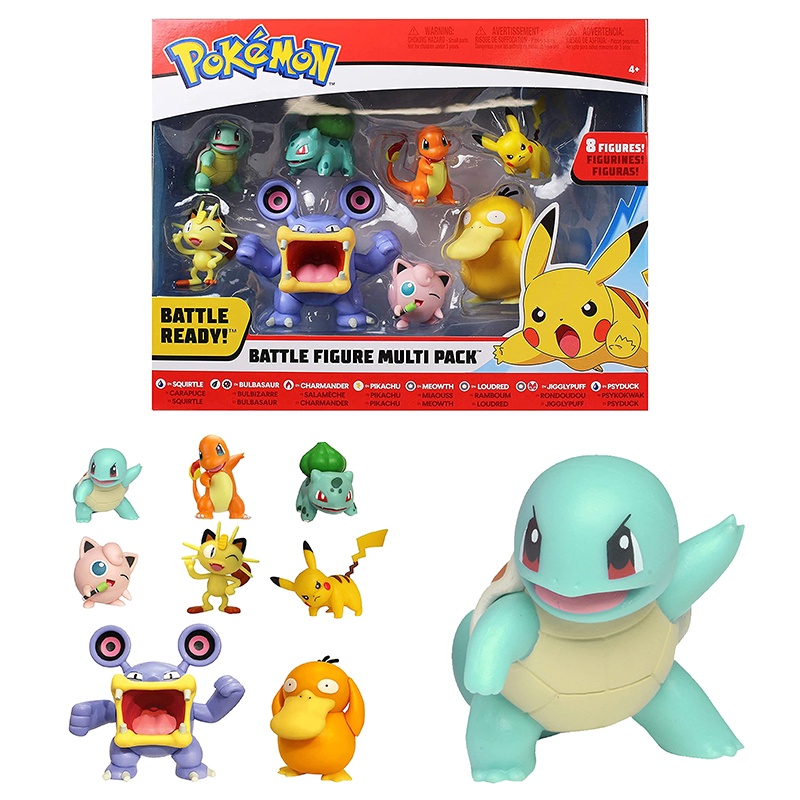 8pcs Set Pokemon Battle Action Figure Multi Pack Pikachu Meowth Loudred Hadiah Mainan