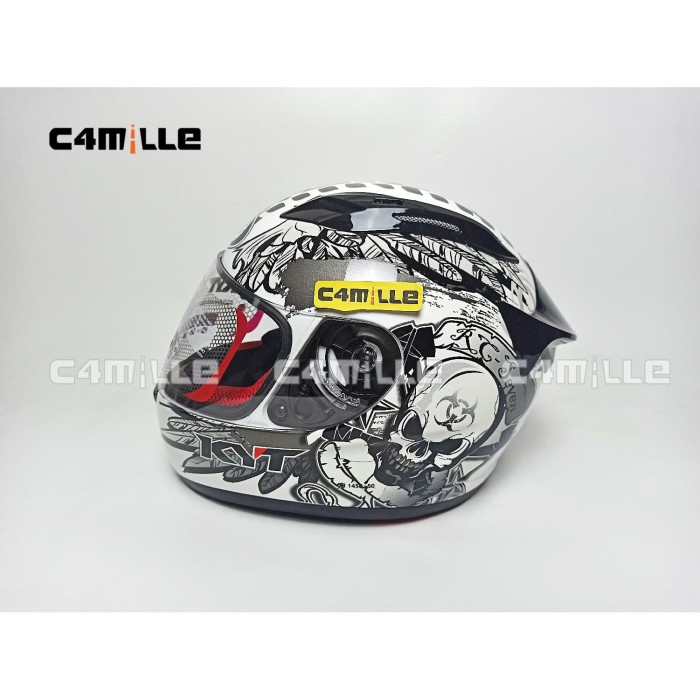 HELM KYT RC7 RC 7 MOTIF 13 WHITE BLACK GUN METAL FULL FACE