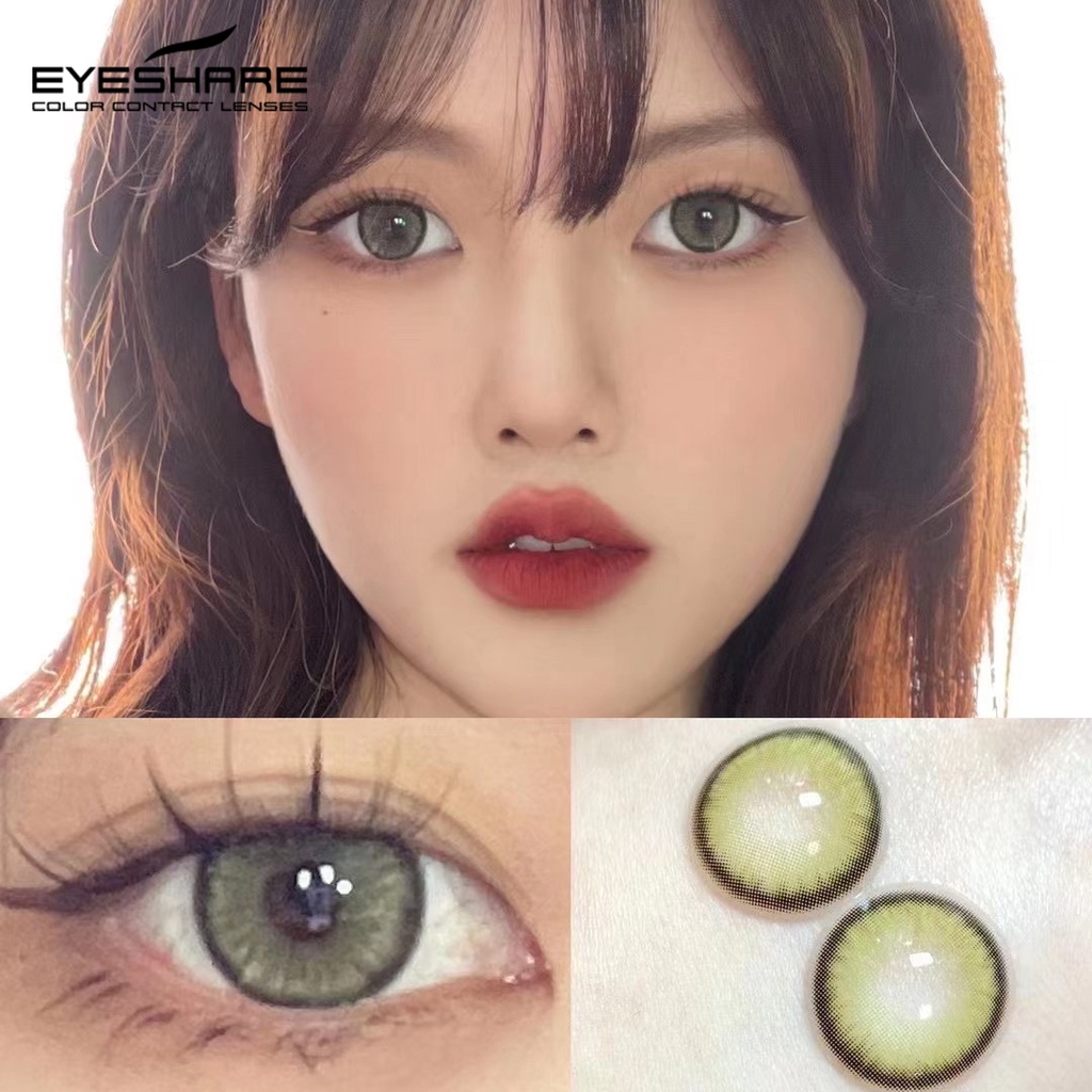 （COD）Seri DIAMOND abu-abu coklat 1 pasang lensa kontak warna diameter 14.5 MM softlens dubai biru hijau mata yang besar warna gradien softlens soflen mata soflent soflen normal