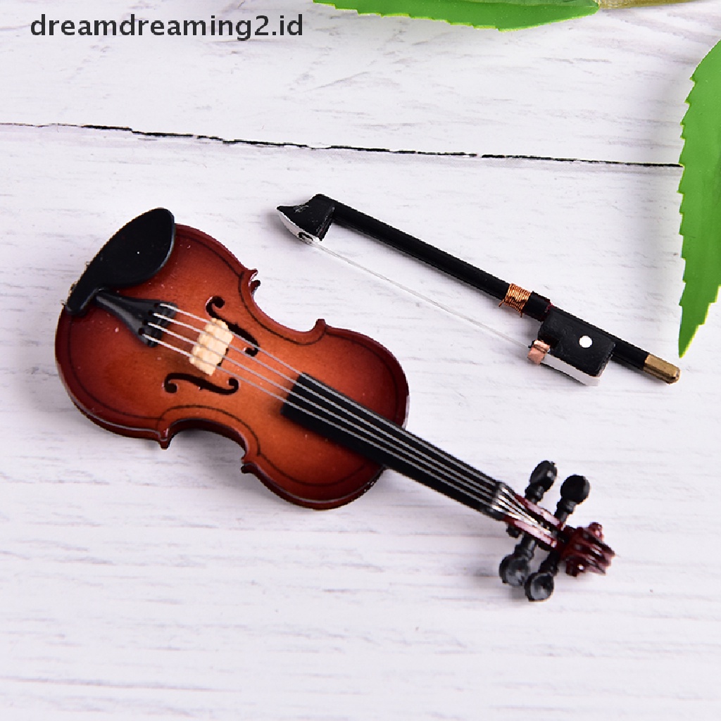 Miniatur Instrumen Musik Biola Mini Bahan Kayu Dengan Case