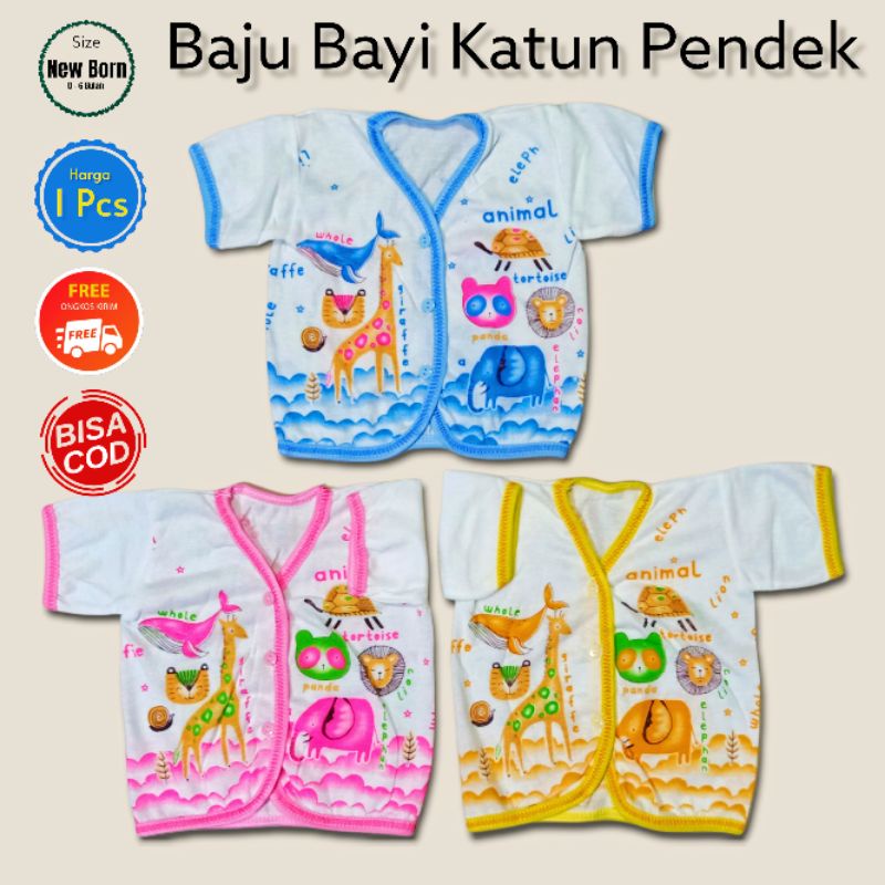 Baju Bayi Baru Lahir Lengan Pendek SKR Bahan Katun Size New Born Atasan Bayi Newborn Murah