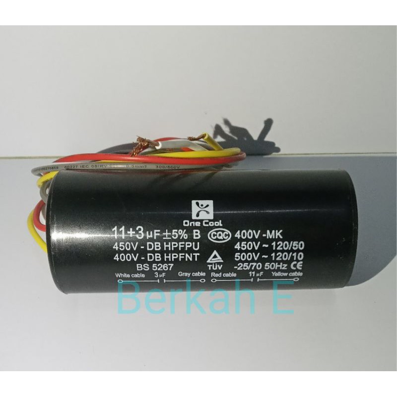 Capacitor kapasitor double mesin cuci 11+3u