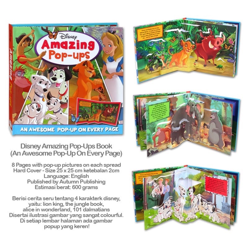 Disney Pop Up Story Book Kids Frozen Princess Marvell Disney/ Buku Cerita Gambar 3D Timbul Anak