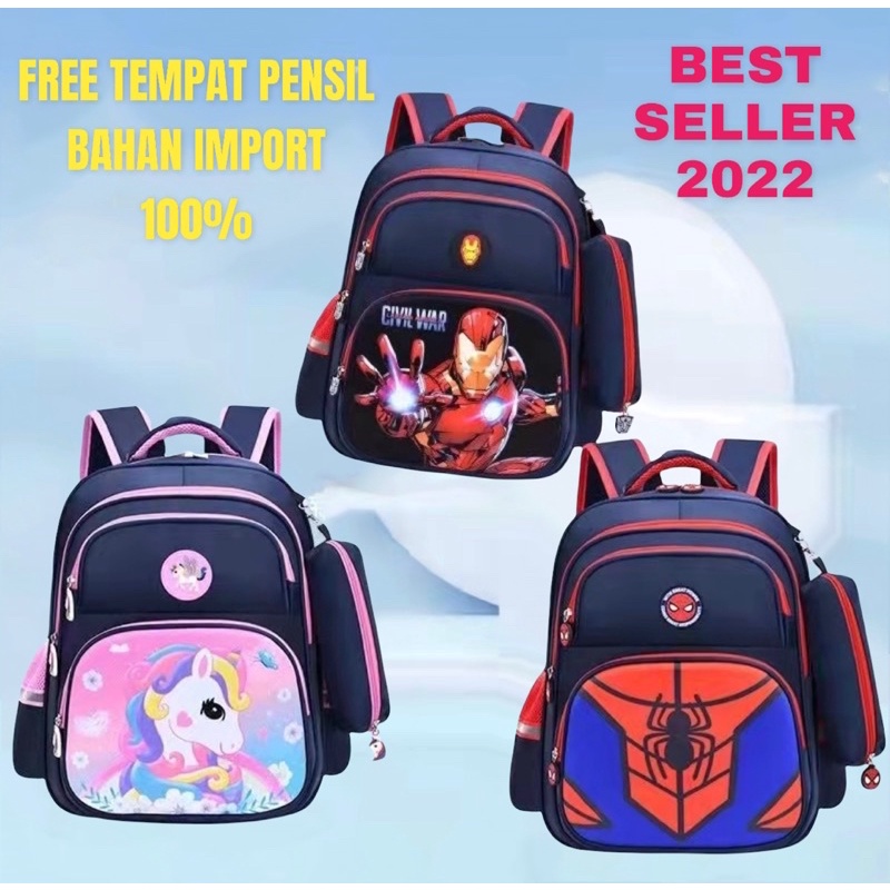 SMARTGIRL NEW TAS RANSEL ANAK SEKOLAH CEWEK COWOK IMPORT UNTUK ANAK TK/SD 00290-00295/00390-00392