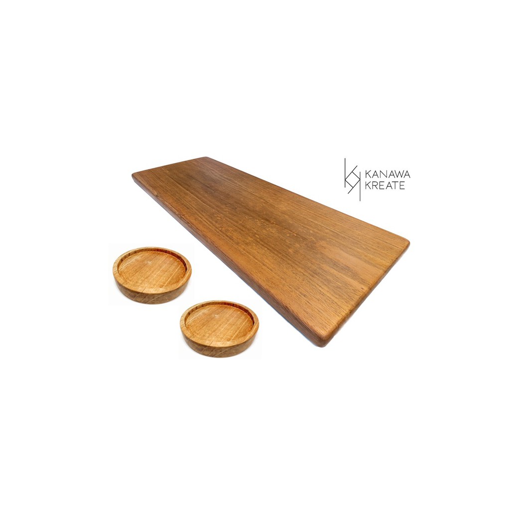 Talenan Kayu Ukuran Besar + 2 Tatakan Gelas Bulat (Coaster)