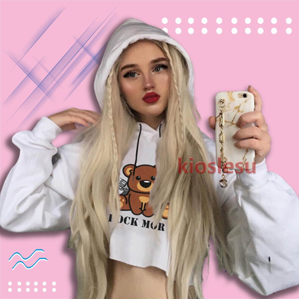 CROP HOODIE BAJU  KAOS  LENGAN  PANJANG  WANITA  ROCK MORE S 