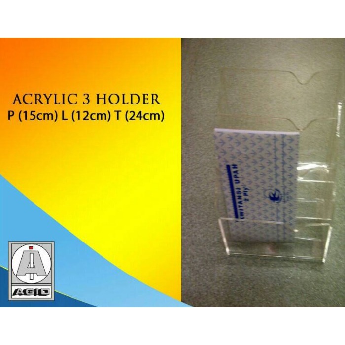 

File-Box- Acrylic 3 Holder (Rak Brosur Bahan Aklirik) -Box-File.