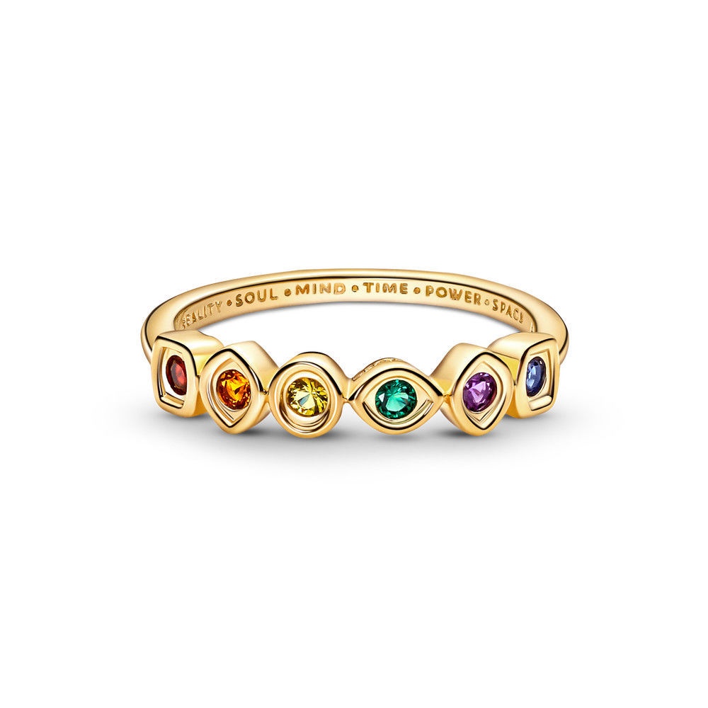 Pandora Cincin Desain Avengers Infinity Stones 14K Gold Cubic Zirconia Diamond Untuk Wanita