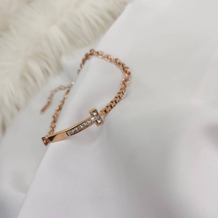 gelang rantai wanita + BOX anti karat awet mewah mirip emas asli