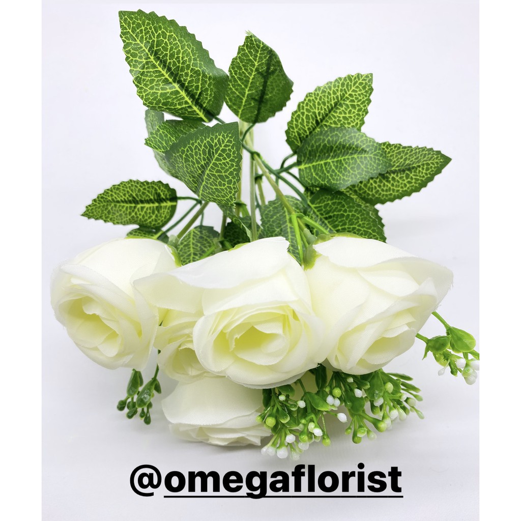 Bunga Kuncup Tropis Rose Artificial Bunga Artificial/Bunga Plastik/Bunga Dekorasi/Dekorasi Pernikahan/Pernikahan-Putih Bersih