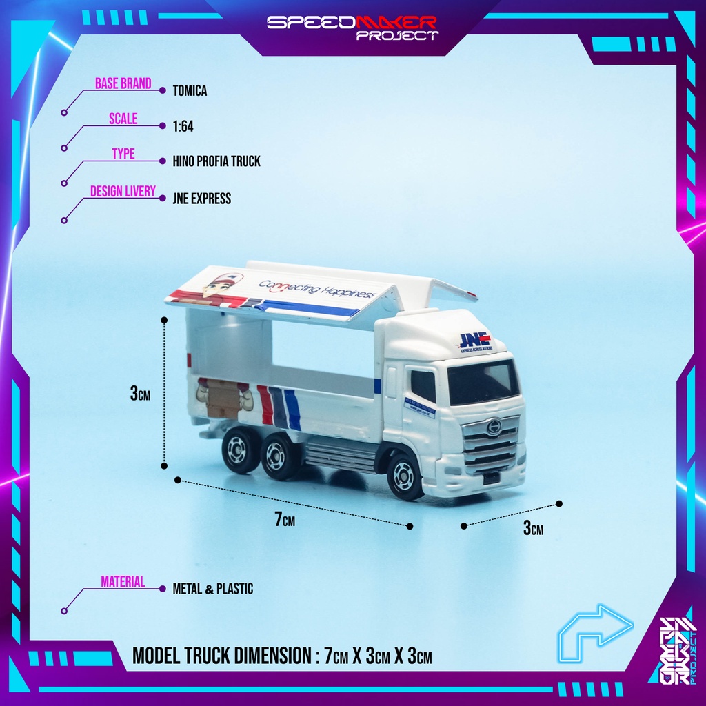 Tomica Custom Hino Profia Truck JNE Express Diecast Miniatur Replika Truk 1/64 Scale
