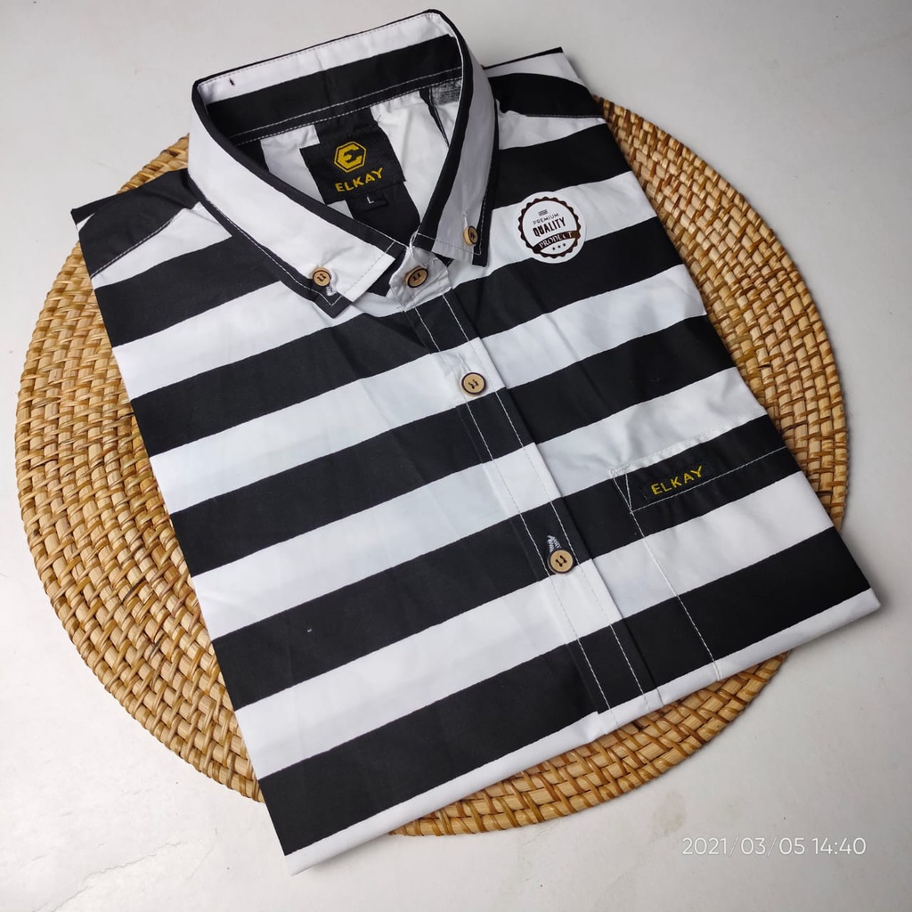 KEMEJA SALUR PRIA STRIPE LENGAN PENDEK COWOK - MIX KEMEJA SALUR PRIA LENGAN PENDEK