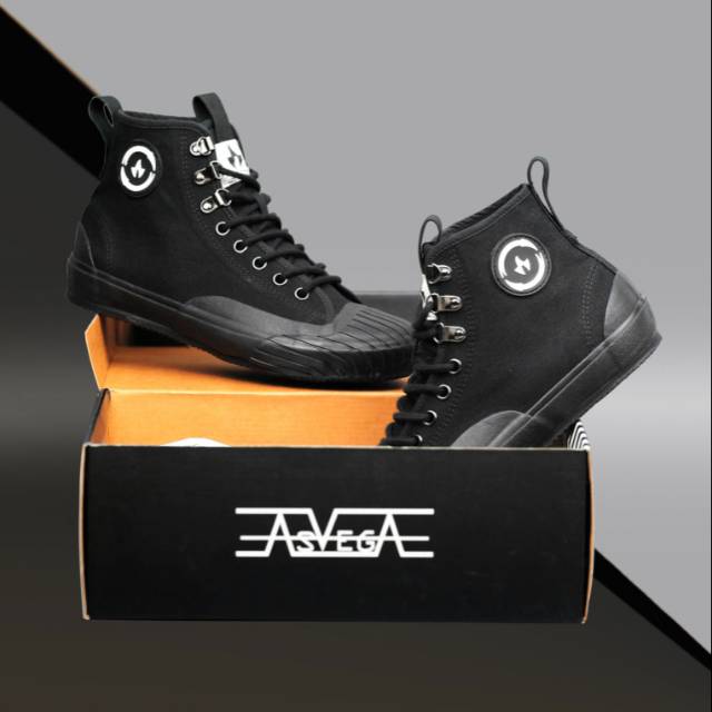 Sepatu Asvega Genzo High Full Black Original Sneakers Lokal Brand