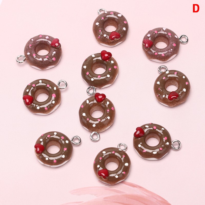 Hbid 10Pcs / Set Liontin Bentuk Donat Bahan Resin Untuk Membuat Perhiasan DIY