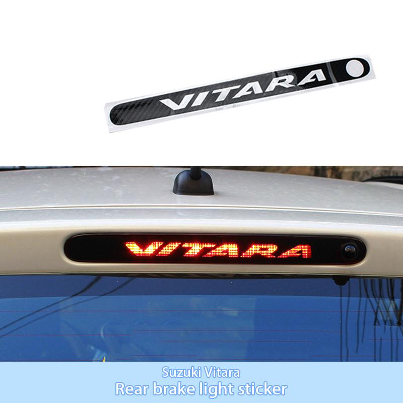 Lampu Rem Tinggi Stiker Serat Karbon Hitam untuk Suzuki Vitara Pelindung Dekorasi Mobil Styling