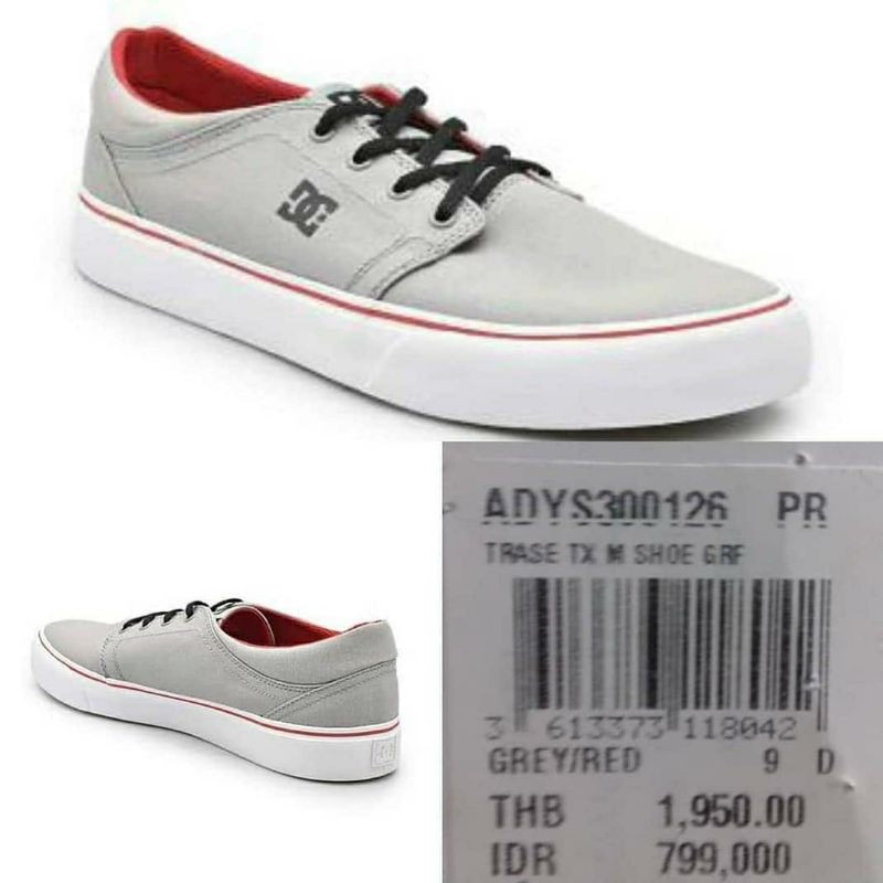 Sepatu DC Trase TX M Grey Red Original