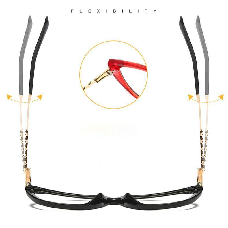 【YUZHU】COD Western Fashion TR90 Bingkai Besar Diamond Crystal Edge Cat Eye Glasses