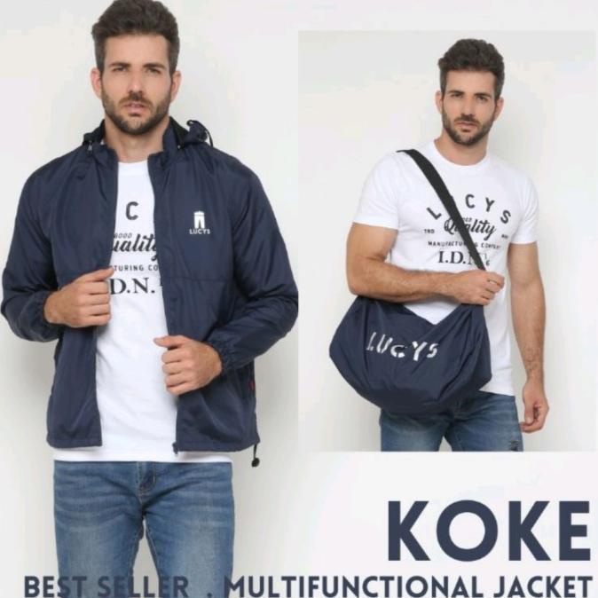 JAKET BISA MENJADI TAS MULTIFUNGSI LUCYS KOKE UNIK PRIA PRAKTIS SIMPLE