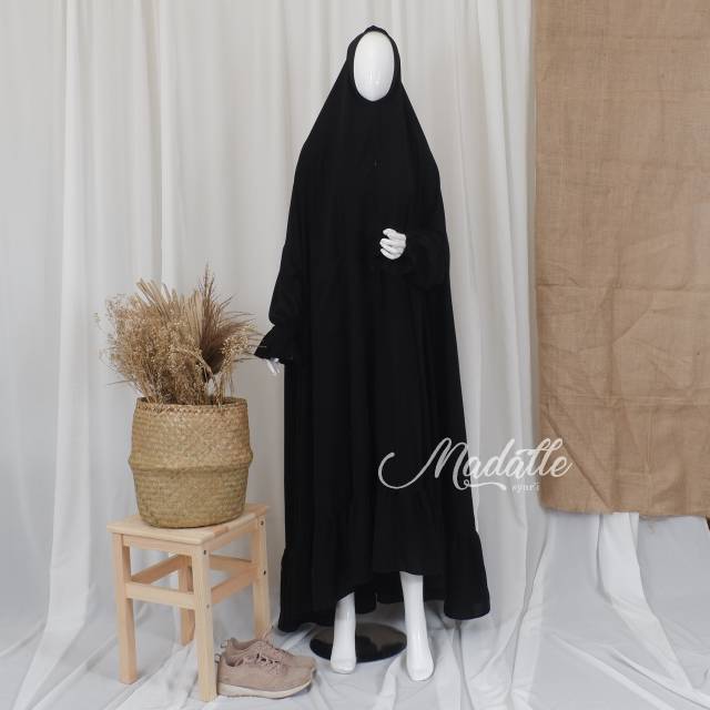 Afifah Khimar Overhead / Hijab Floor / Jilbab Head to Toe - EXO Bonanza Jetblack