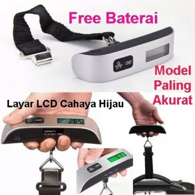 Timbangan Digital Silver Luggage Scale Travel Timbangan Koper Gantung