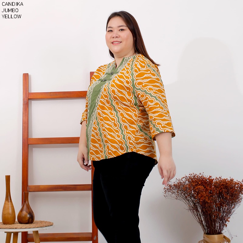 Evercloth Candika Blouse Wanita Atasan Wanita Blouse Batik Wanita Lengan Panjang Atasan Batik Wanita