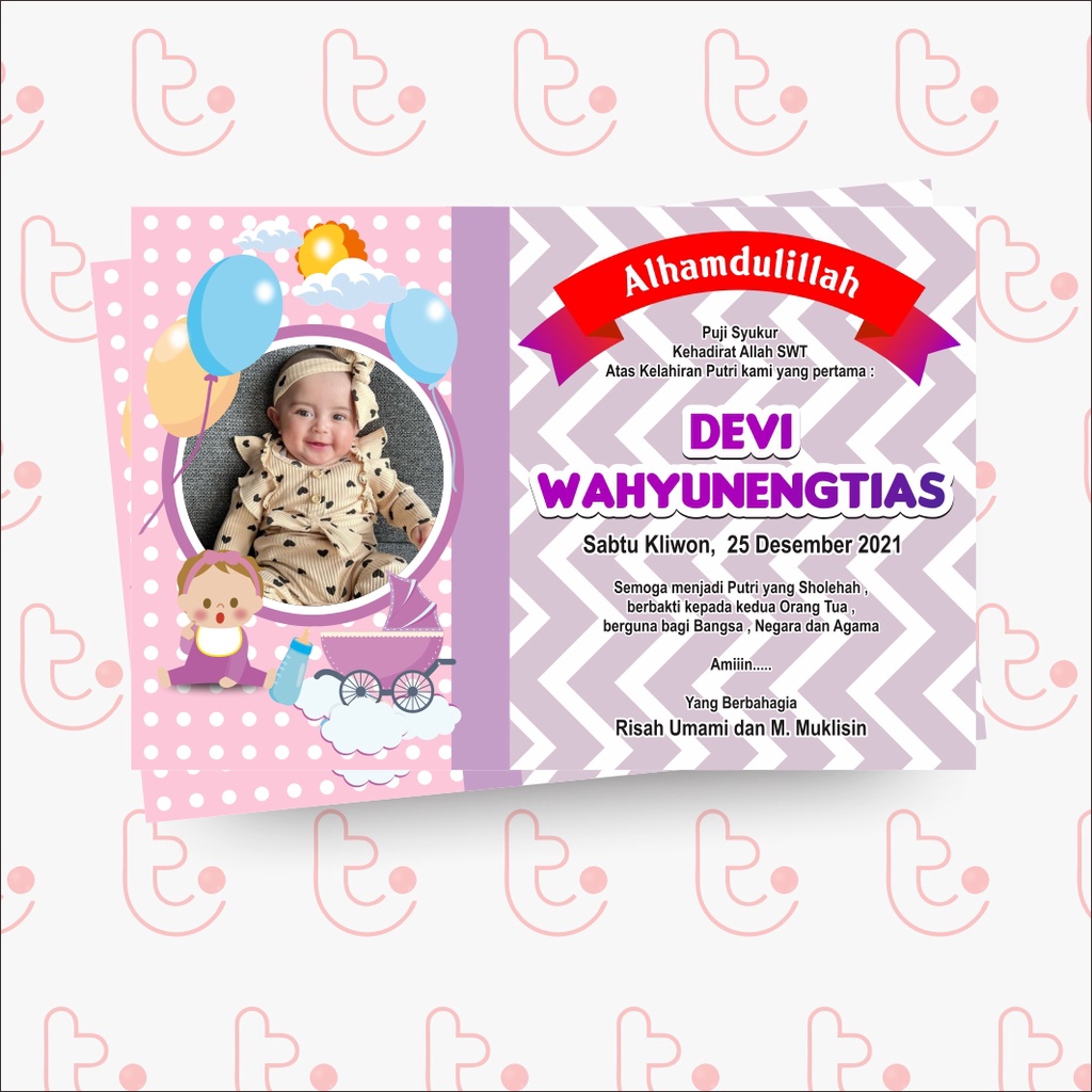 Jual Undangan Aqiqah / Tasyakuran / Ultah/Desain Soft Harga Murah 500