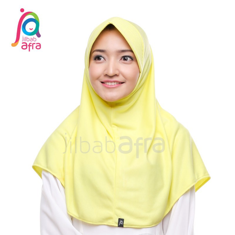 Hijab Jilbab Bergo Pet - Jilbab Afra Beria - Warna Kuning Kenari - Adem Lembut