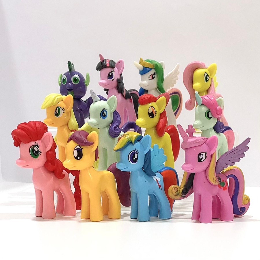 My Little Pony medium Figure Set 12 Pajangan Mainan Miniatur Hiasan Topper Kuda Poni