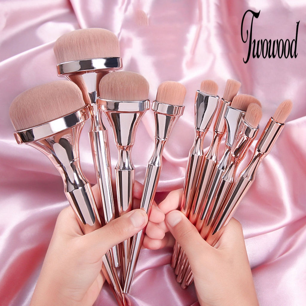 9 Pcs Brush Makeup Bahan Plastik Aneka Warna