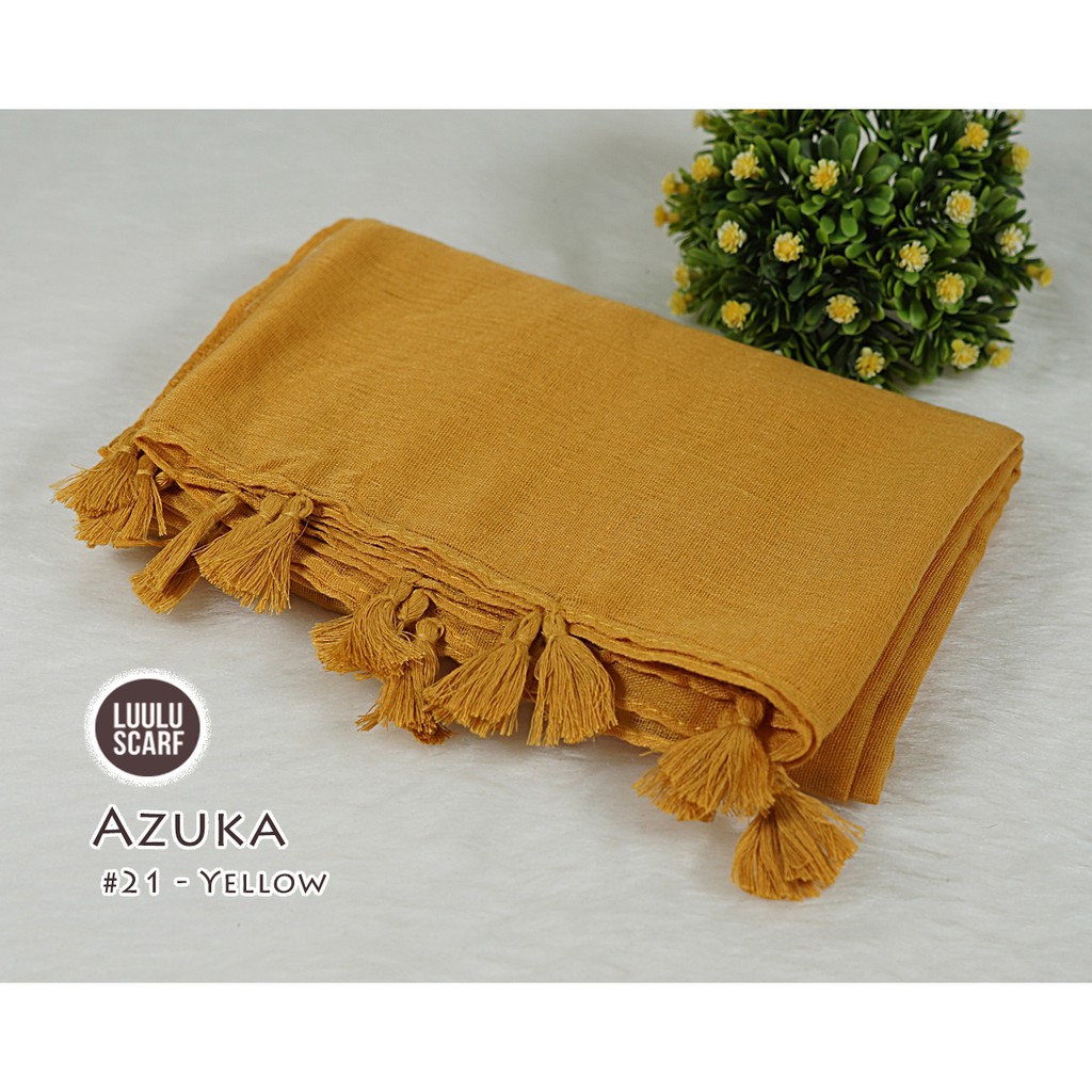 Pashmina Polos Tassel bahan Paris Viscose - AZUKA by Luulu Scarf-#21 - Yellow