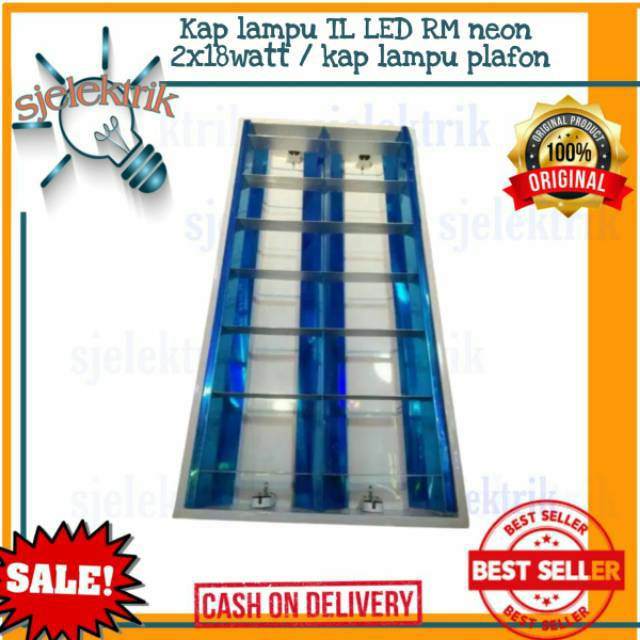 kap lampu TL LED RM neon 2x18watt / kap lampu plafon