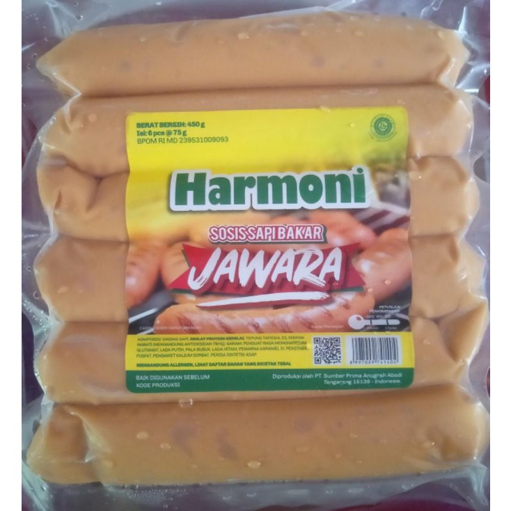

Harmoni Sosis Sapi Bakar Jawara 500 gr (Frozen Food)