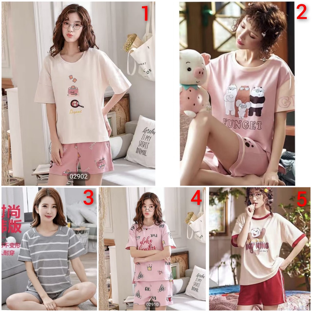 Baju tidur piyama hotpant bahan kaos import