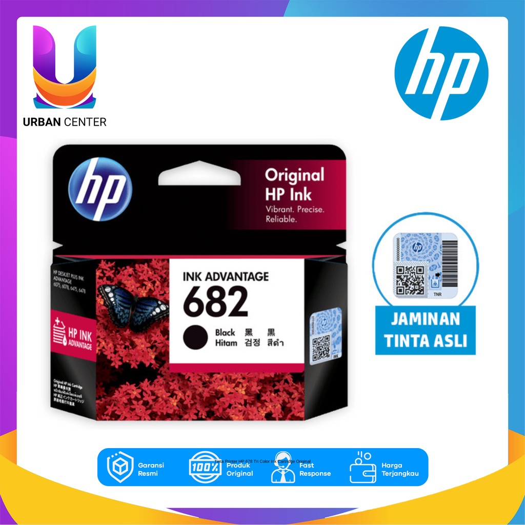 Tinta Refill Isi Ulang Printer HP 682 HP682 Hitam Black Ink Advantage Cartridge Original Garansi