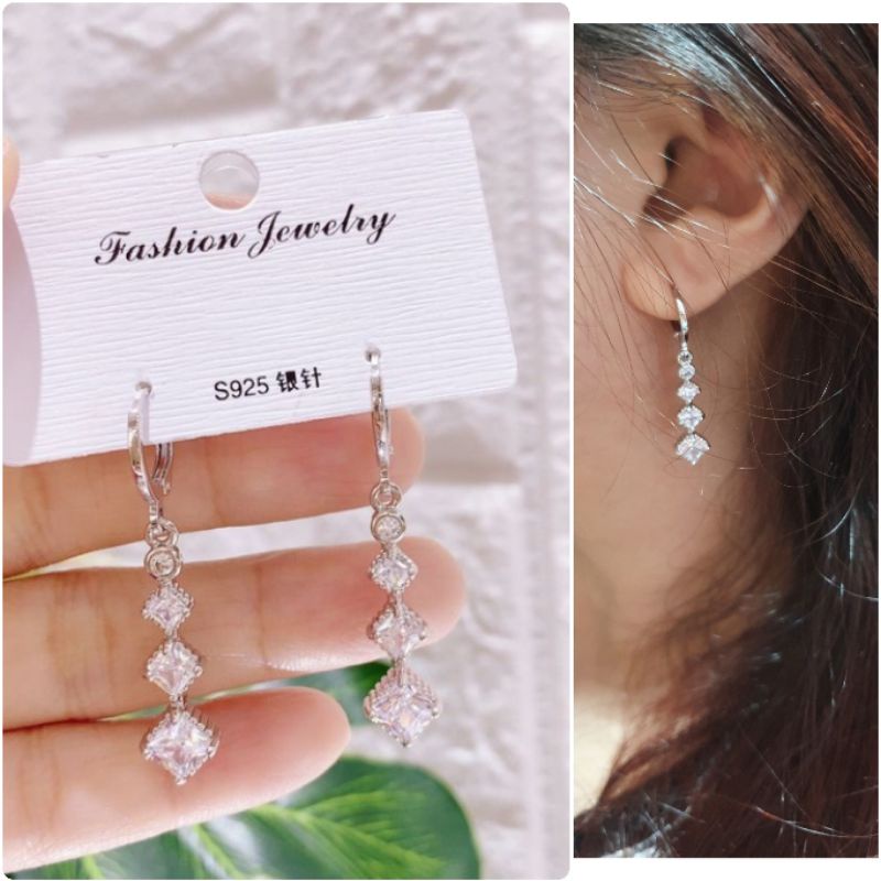 Anting Silver925 Perak Mata kilau Anti Karat anti alergi anting Zircone premium berlian kilap N502