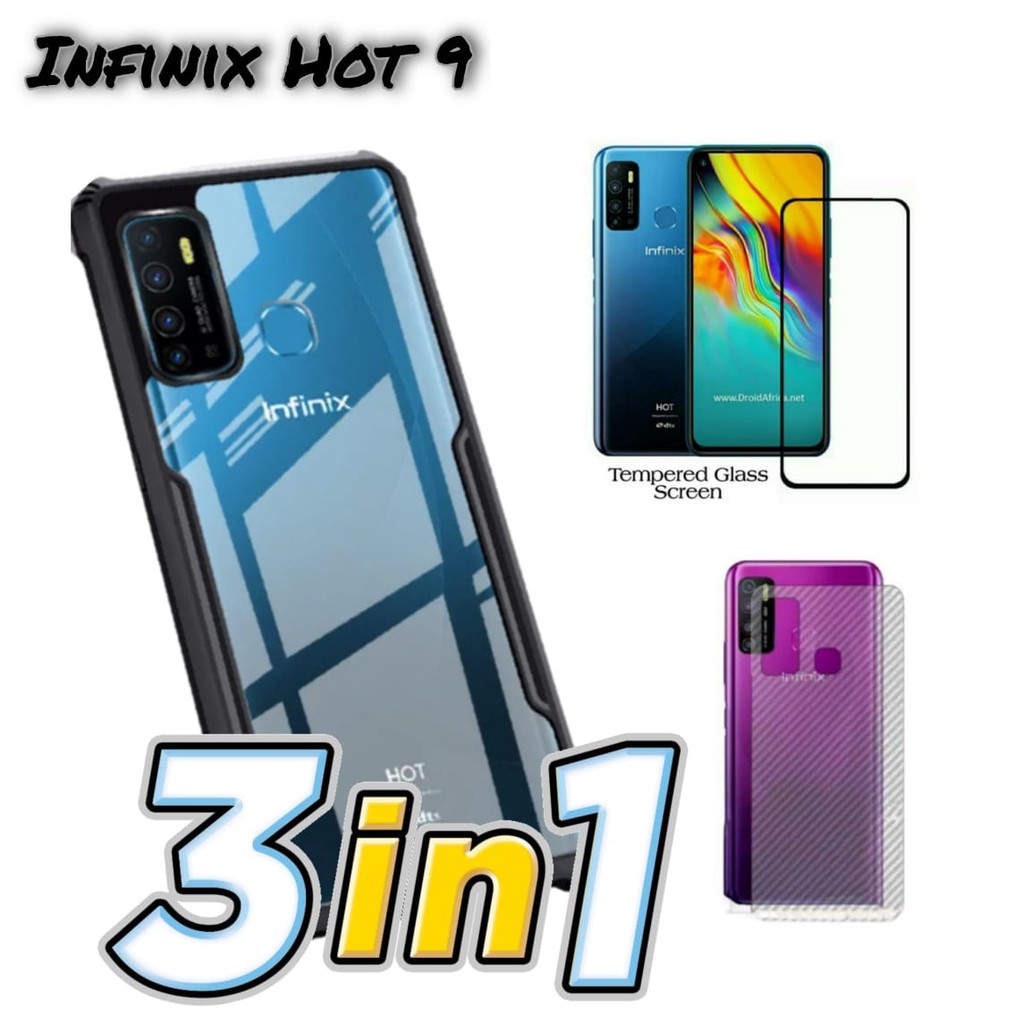 Case INFINIX HOT 8 / HOT 9 / HOT 9 PLAY / HOT 10 / HOT 10 PLAY / NOTE 8 / SMART 5 Paket 3in1