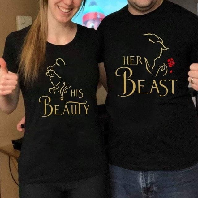 MYSTIQUE.ID-BAJU KAOS COUPLE HIS BEAUTY&amp;HER BEAST T-SHIRT LUCU DAN AESTHETIC