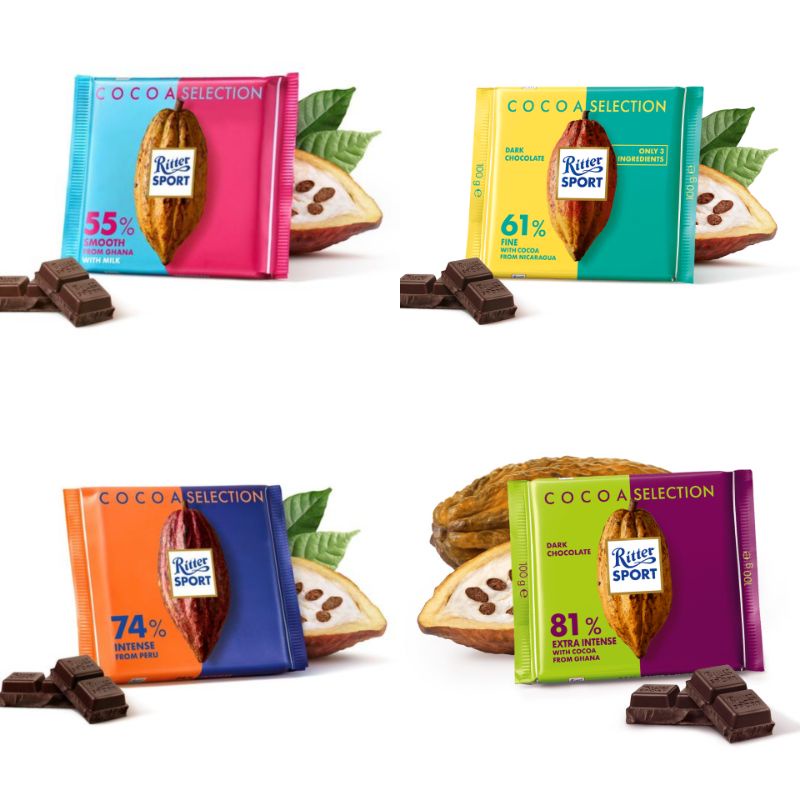 

RITTER SPORT Cocoa Selection Chocolate 100gr - RITTER SPORT Cokelat Kakao Pilihan