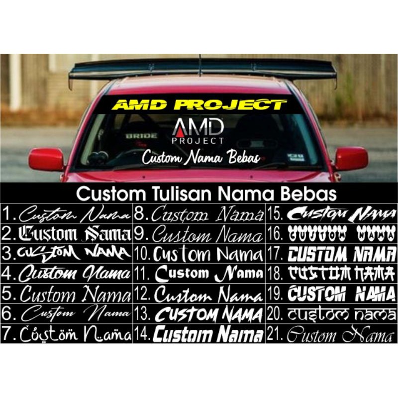 Stiker skotlet cutting kaca belakang mobil NAMA CUSTOM stiker bikin nama suka suka