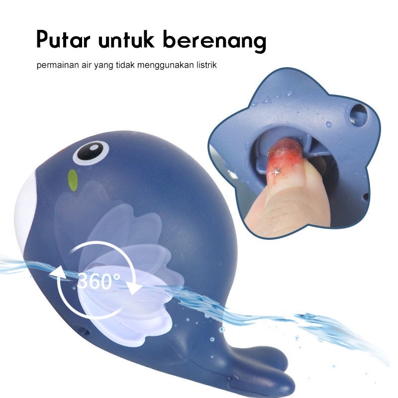 Mocababy Mainan Mandi Anak Bayi Bentuk Karakter Hewan Kecil Dapat Berenang Mainan Mandi Anak Bayi Bentuk dalfin / bath toy bayi / Mainan mandi bayi Jarum Jam-Paus Biru Tua