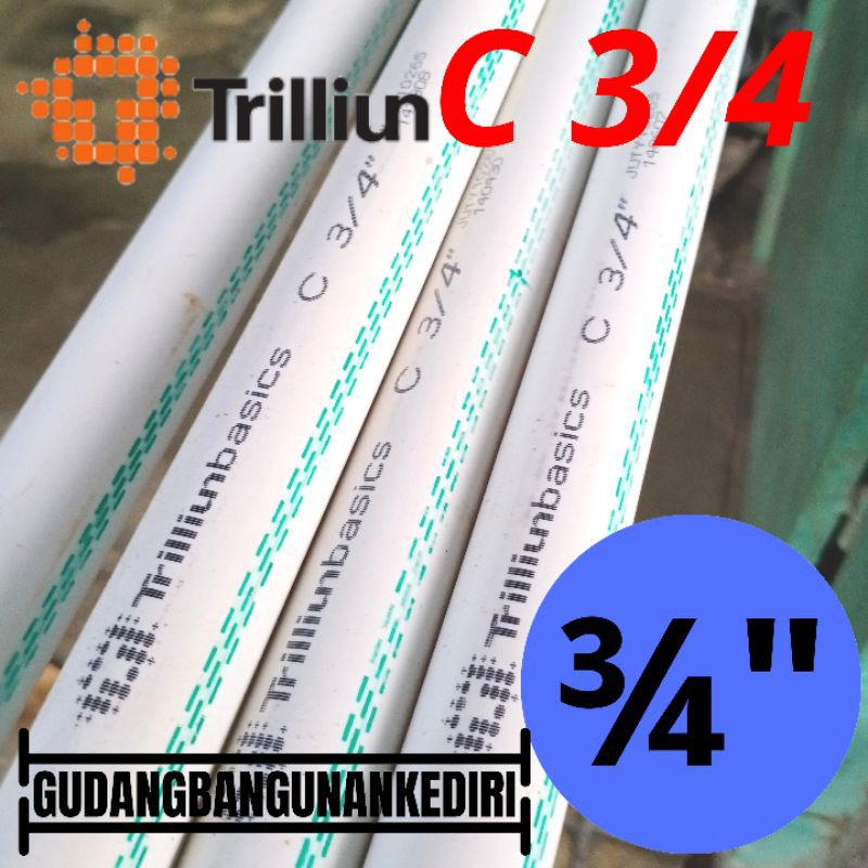 Pipa PVC C 3/4&quot; TRILLIUN | Pipa C 3/4&quot; PUTIH TRILLIUN per 1 meter (100cm)