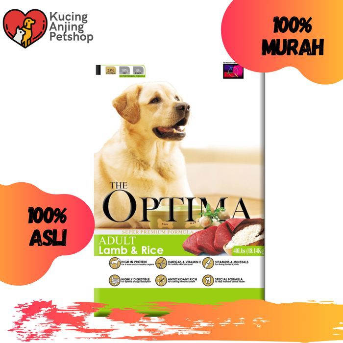 Makanan Anjing OPTIMA ADULT LAMB RICE 18KG/40LB DOG FOOD PREMIUM PROMO