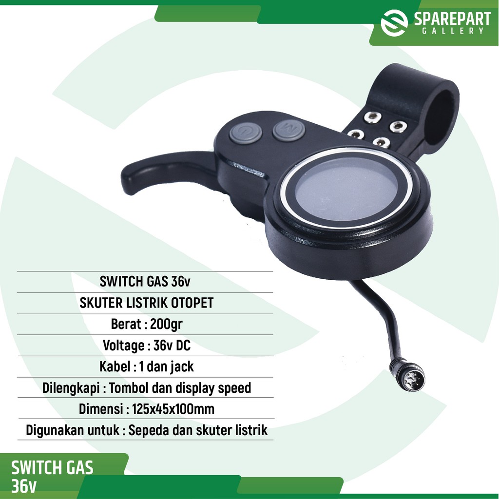 Handle gas 36v dc skuter listrik otoped dengan display indikator speed