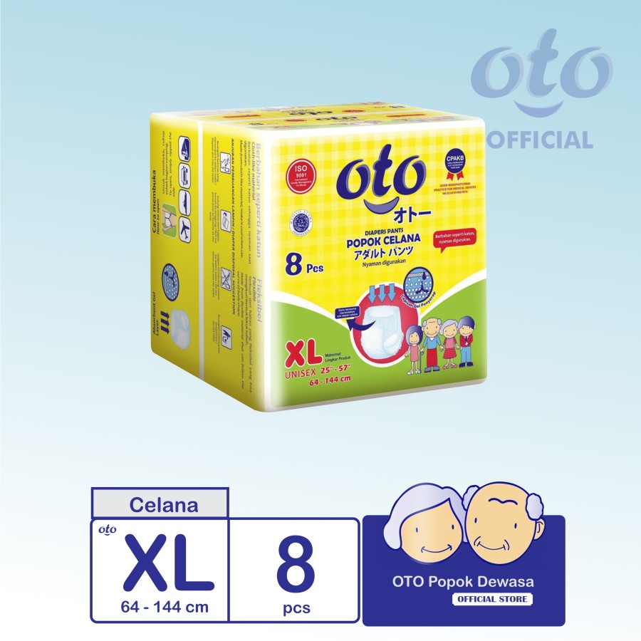 Oto Adult Diapers Popok Dewasa Model Celana / Adult Pants XL isi 8