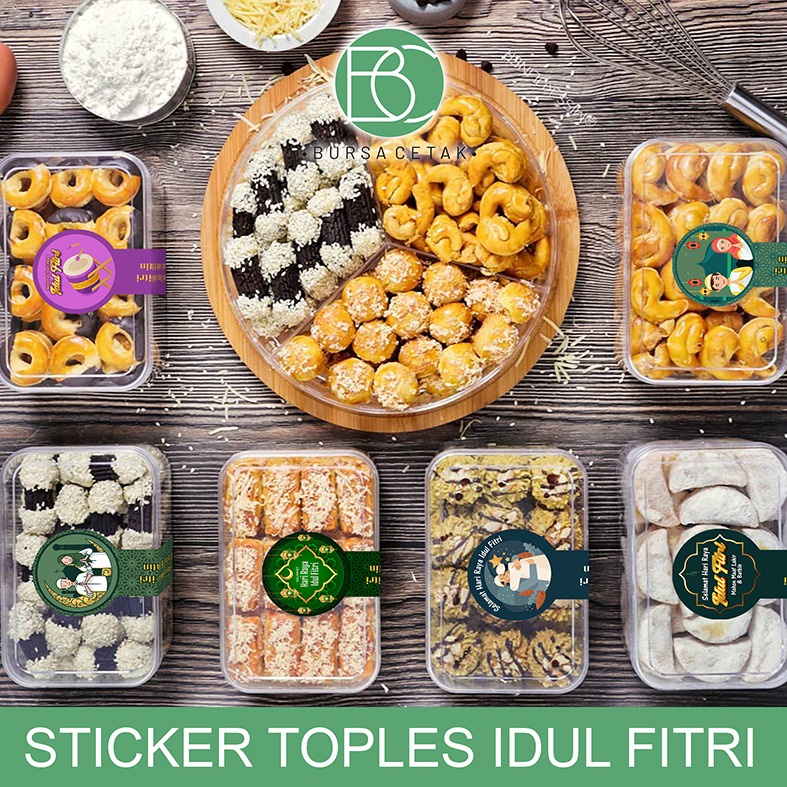 

BURSA CETAK - Cetak Sticker Label Stoples Lebaran Idul Fitri / Custom Stiker Segel Toples Makanan Kue Kering