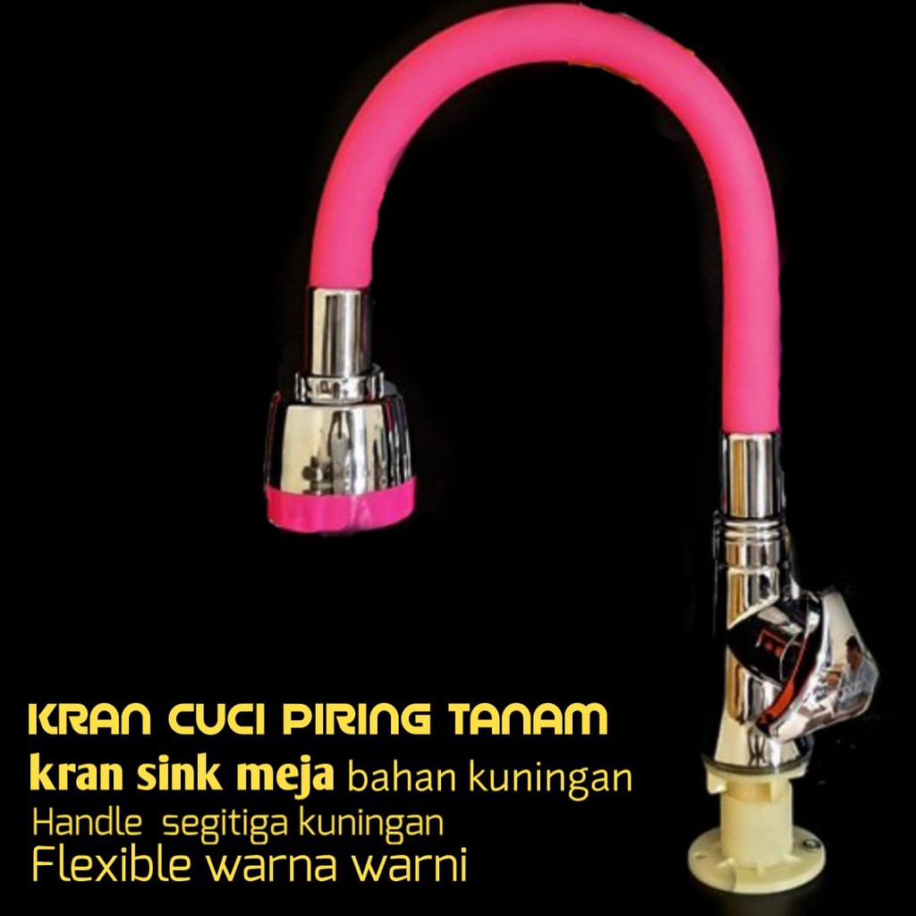 Kran Sink Meja Keran Angsa Cuci Piring Kran Sink Flexible Warna 2 Mode Pancuran Bahan Dasar Kuningan Vicenzzo